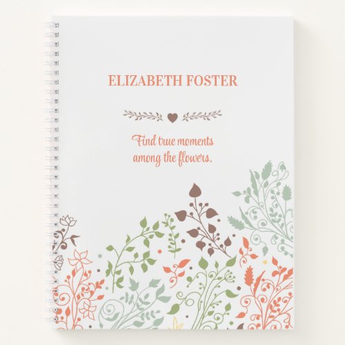 Boho Floral Inspiration Quote  Notebook