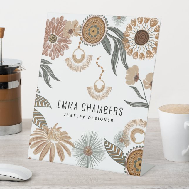 Boho Floral Jewelry Designer Pedestal Sign (In SItu)