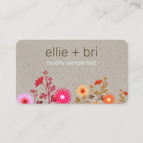 Boho Floral Kraft Business Card