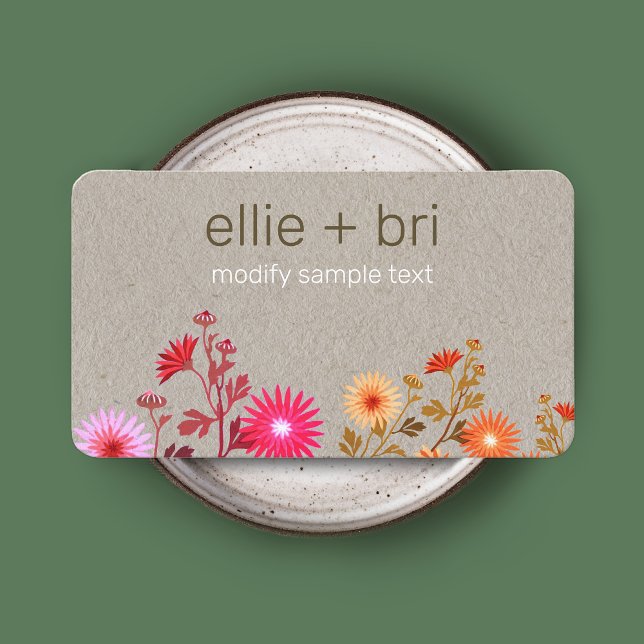 Boho Floral Kraft Business Card (Creator Uploaded)
