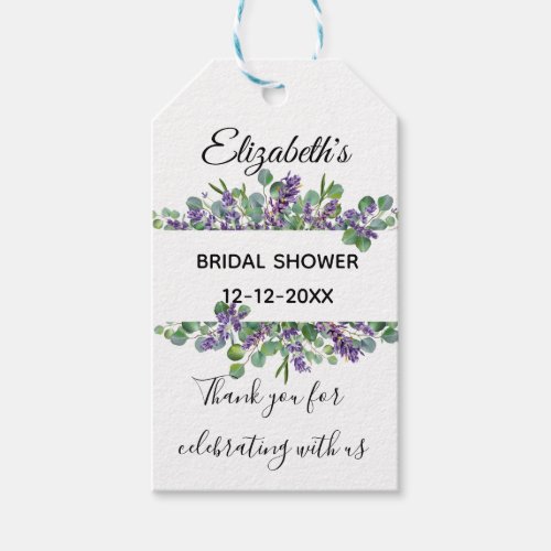 Boho Floral Lavender Eucalyptus Bridal Shower  Gift Tags