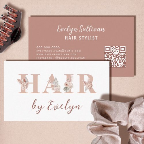 Boho Floral Letters Hair Business Card