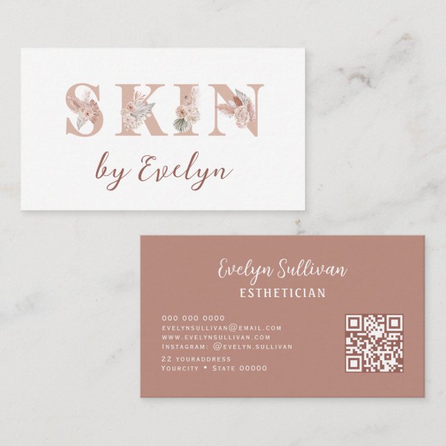 Boho Floral Letters Skin Business Card (Front/Back)