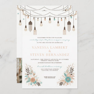 Boho Floral Lights Wedding Invitation