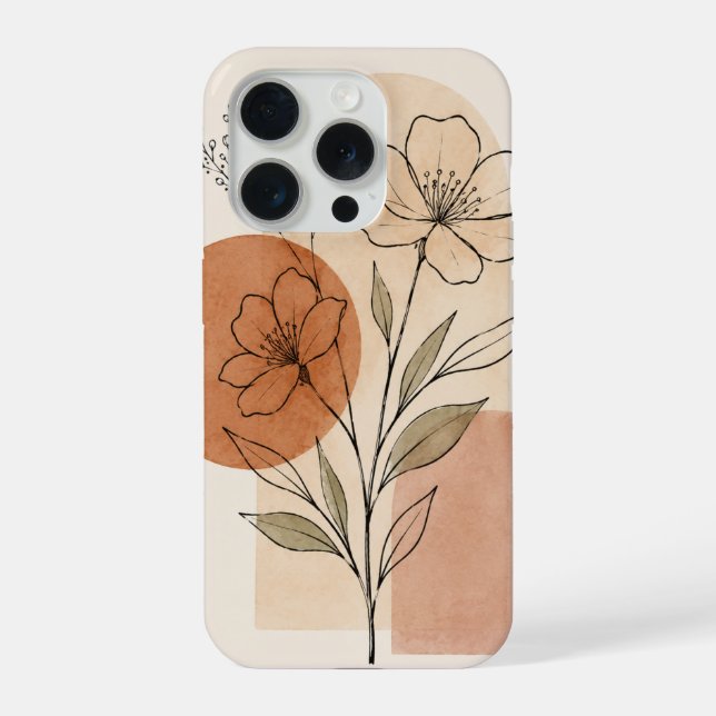 Boho Floral Line Art Phone Case (Back)