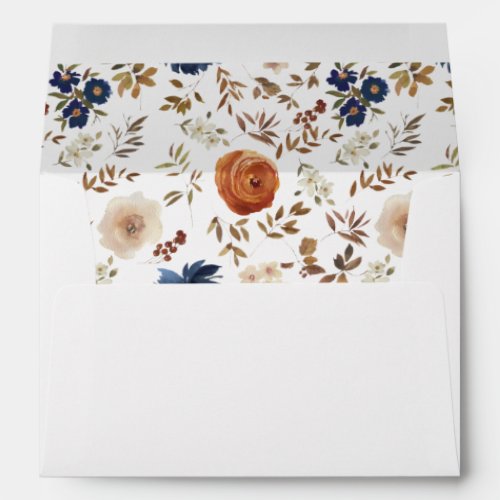 Boho Floral Lined Wedding Envelope