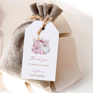 Boho Floral Little Pink Pumpkins Baby Shower Gift Tags