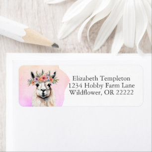 Boho Floral Llama Wildflowers Return Address Label