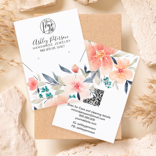 Boho floral logo jewelry earring necklace business card (Creator Uploaded)