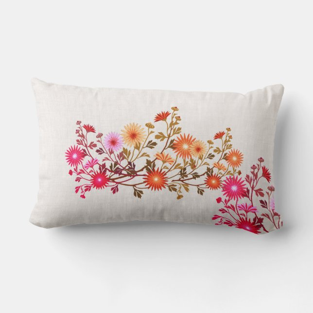 Boho Floral  Lumbar Pillow (Back)