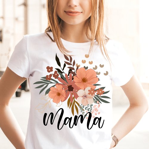 Boho Floral Mama Mothers day Gift T_Shirt