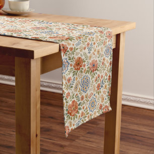 Boho Floral Mandala Paisley Botanical Pattern Short Table Runner