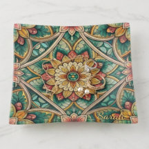 Boho Floral Mandala Serving Tray