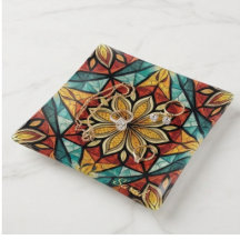 Boho Floral Mandala Serving Tray