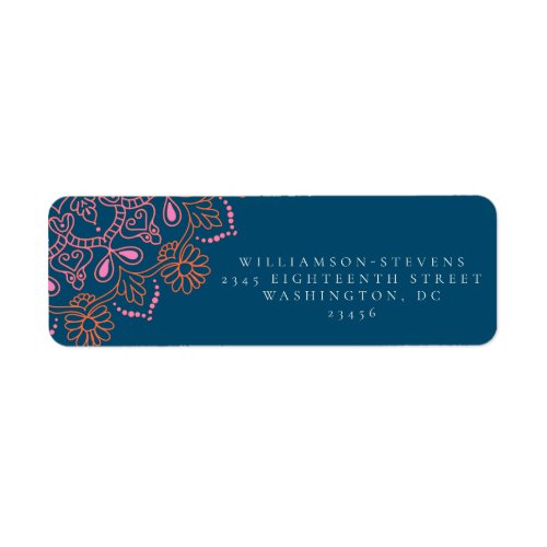 Boho Floral Mandala Teal Blue Elegant Wedding Label