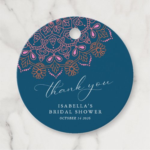 Boho Floral Mandala Teal Bridal Shower Thank You Favor Tags