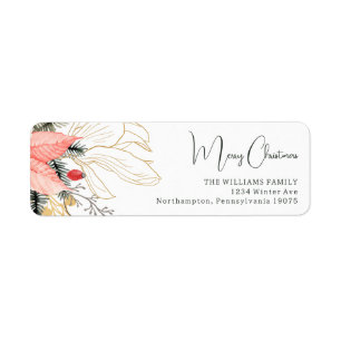 Boho Floral Merry Christmas Return Address Label