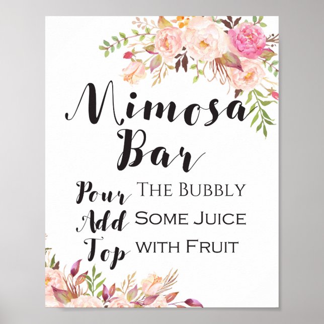 Boho floral mimosa bar Sign (Front)