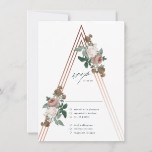Boho Floral Modern Elegant Wedding RSVP Card