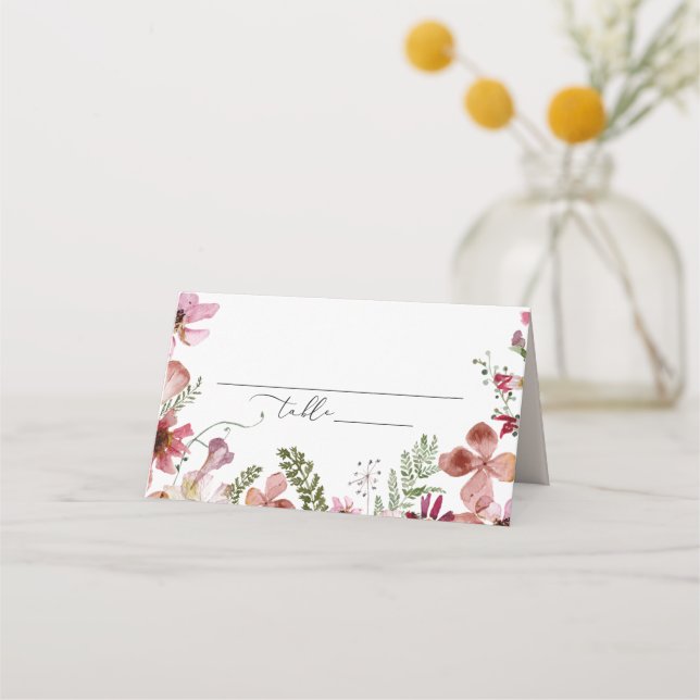 Boho Floral Modern Table Number Place Cards (Back)