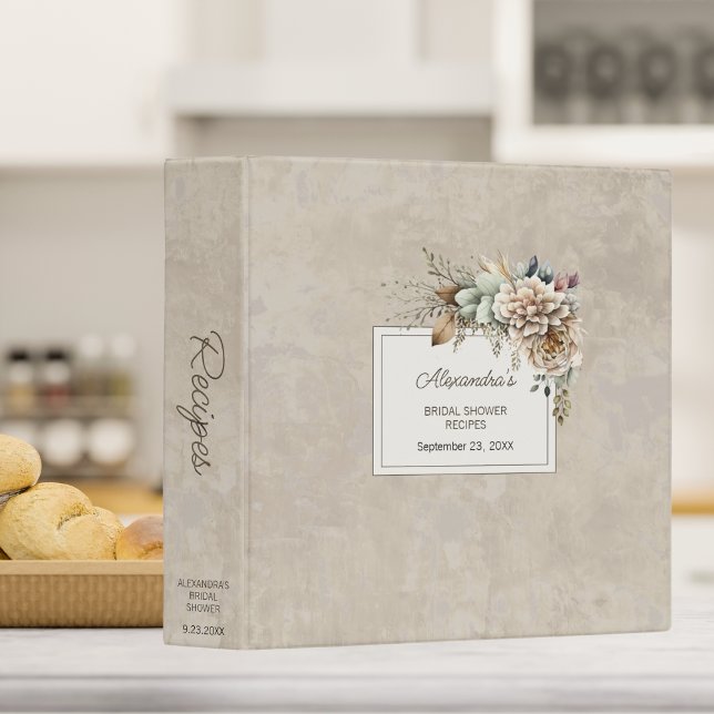 Boho Floral Monogram Bridal Shower Recipe Binder (Creator Uploaded)