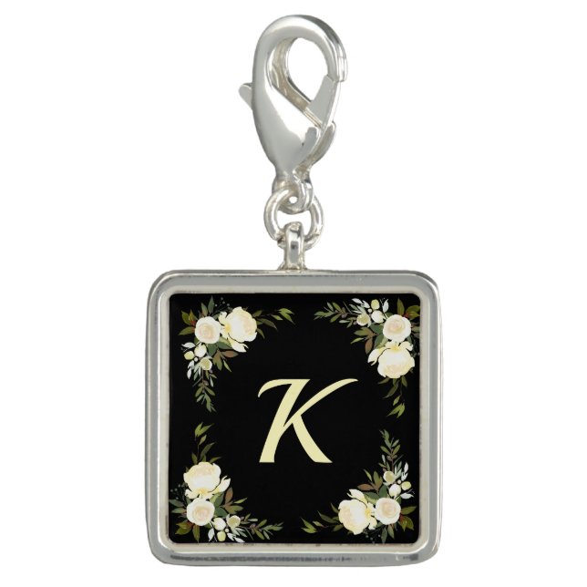 Boho Floral Monogram Bridesmaid Gift Charm (Front)