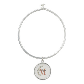 Boho Floral Monogram Personalized Bangle Bracelet