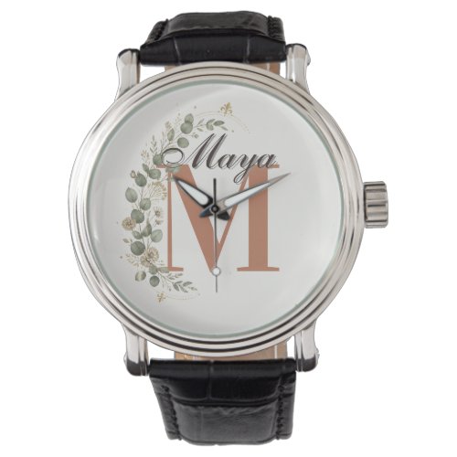 Boho Floral Monogram Personalized Watch