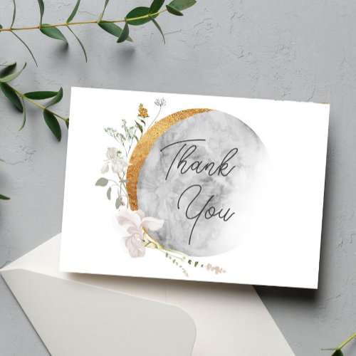 Boho floral moon baby shower sprinkle thank you card