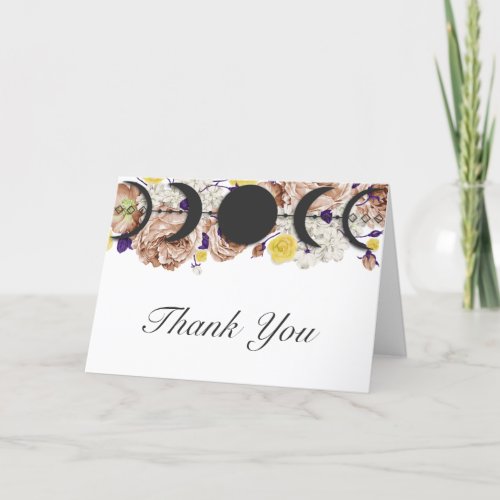 Boho Floral Moon Phases Handfasting Thank You Card