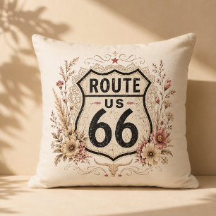 Boho Floral Mother Road Accent Throw Pillow