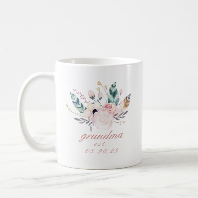 Boho Floral Mother’s Day Gift Grandma Coffee Mug (Left)