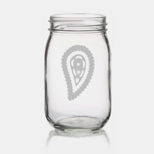 Boho Floral Motif Mason Jar