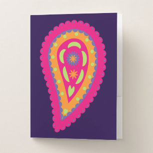 Boho Floral Motif Pocket Folder