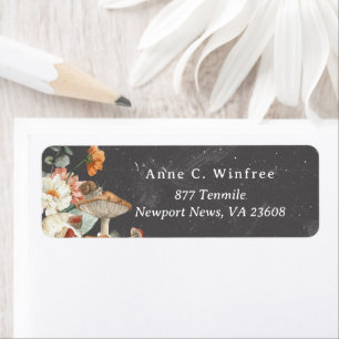 Boho Floral Mushroom Botanical   Return Address Label