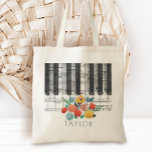 boho floral music name tote bag<br><div class="desc">music piano floral personalized name bag</div>