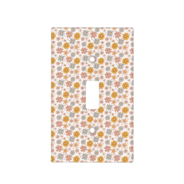 Boho Floral Nursery Light Switch Cover Retro (Front)
