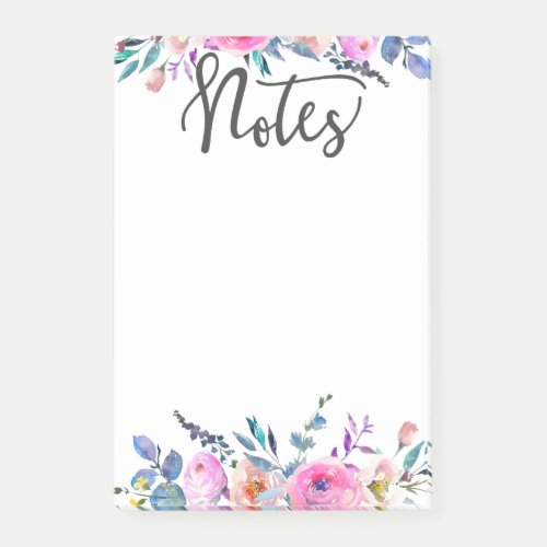 Boho Floral Office Meeting pink and purple Post_it Notes