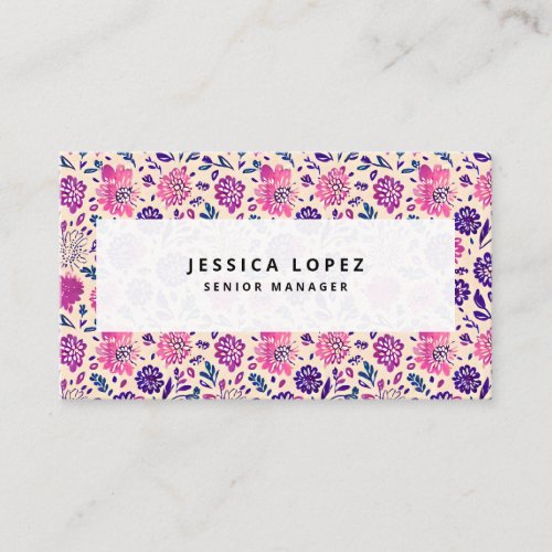 Boho Floral Ombre Pattern Business Card