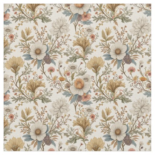 Boho Floral on Beige Fabric