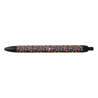 Boho Floral Orange Pink Black Green Pen