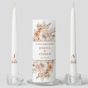 Boho Floral Our Hearts Entwined Forever Unity Candle Set