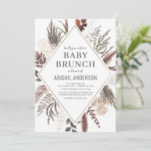 Boho Floral Pampas Grass Baby Brunch Shower Invitation