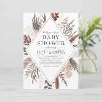 Boho Floral Pampas Grass Baby Shower  Invitation