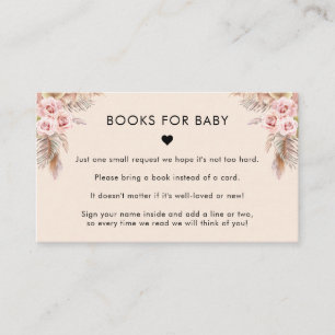 Boho Floral Pampas Grass Books for Baby Shower     Enclosure Card