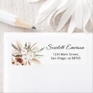 Boho Floral pampas grass Bridal Shower Address Label