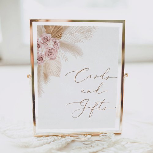 Boho Floral Pampas Grass Cards and Gifts Sign
