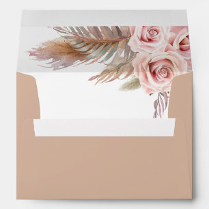 Boho Floral Pampas Grass Light Terracotta Envelope