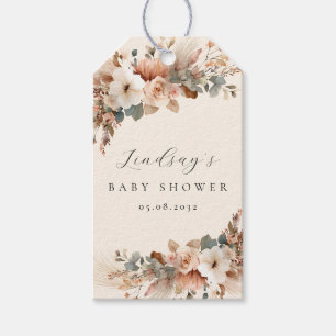 Boho Floral Pampas Grass Rose Baby Shower Napkins Gift Tags