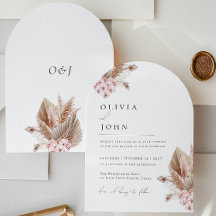 Boho Floral Pampas Grass wedding invitations